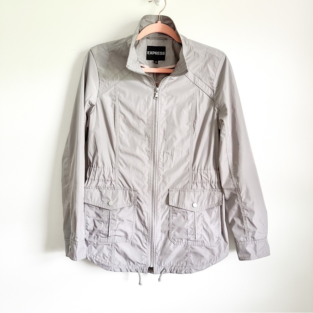 Express Gray Zip Up Anorak Windbreaker Rain Jacket sz Small